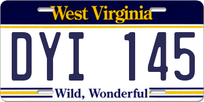 WV license plate DYI145