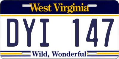WV license plate DYI147