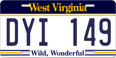 WV license plate DYI149
