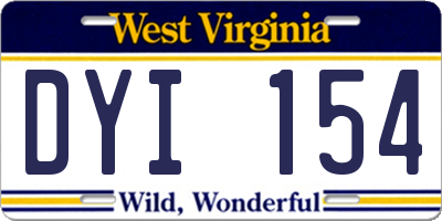 WV license plate DYI154