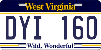 WV license plate DYI160