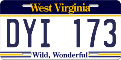 WV license plate DYI173