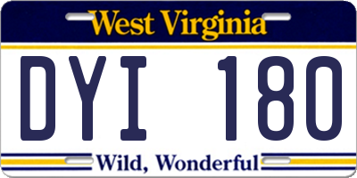 WV license plate DYI180