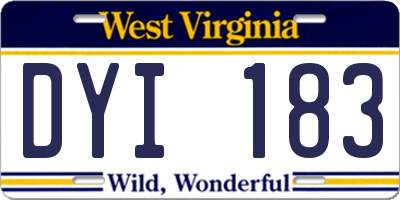 WV license plate DYI183