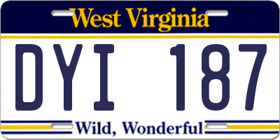 WV license plate DYI187