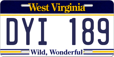 WV license plate DYI189