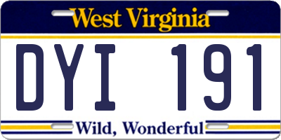 WV license plate DYI191