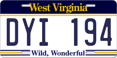 WV license plate DYI194