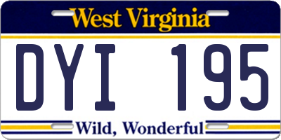 WV license plate DYI195