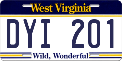 WV license plate DYI201