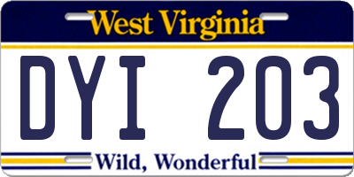 WV license plate DYI203