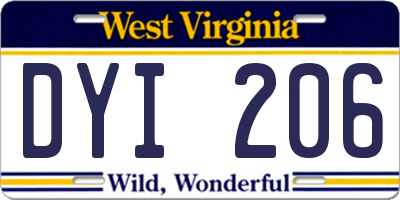 WV license plate DYI206