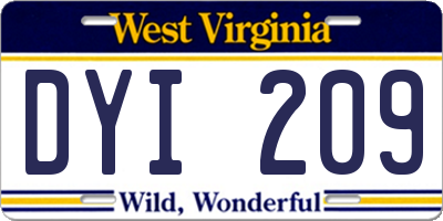 WV license plate DYI209