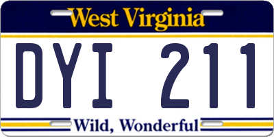 WV license plate DYI211