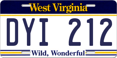 WV license plate DYI212
