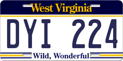 WV license plate DYI224