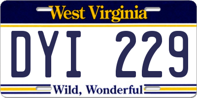 WV license plate DYI229