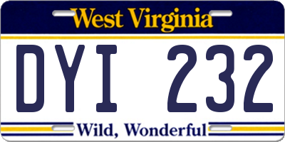 WV license plate DYI232
