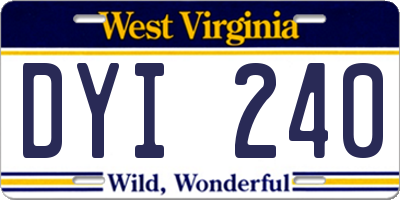 WV license plate DYI240