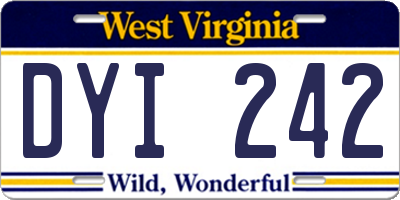 WV license plate DYI242