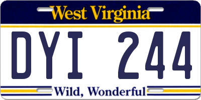 WV license plate DYI244