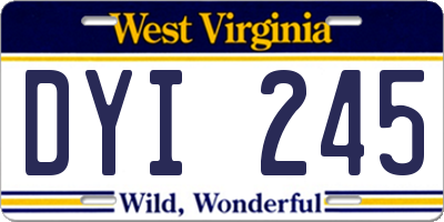 WV license plate DYI245