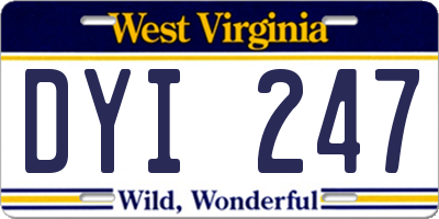WV license plate DYI247