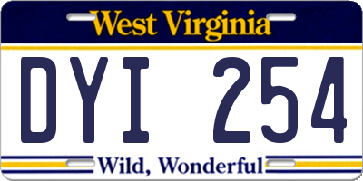 WV license plate DYI254