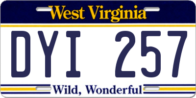 WV license plate DYI257