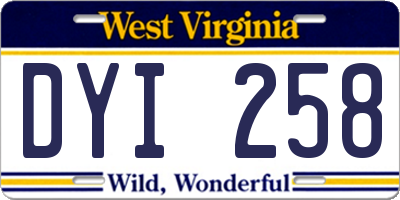 WV license plate DYI258