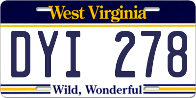 WV license plate DYI278