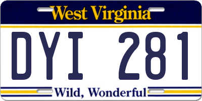 WV license plate DYI281