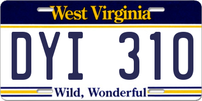 WV license plate DYI310