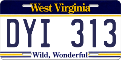 WV license plate DYI313