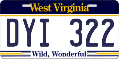 WV license plate DYI322