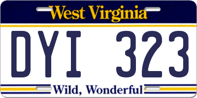 WV license plate DYI323