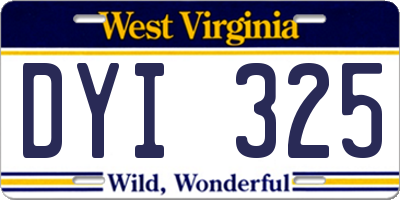 WV license plate DYI325