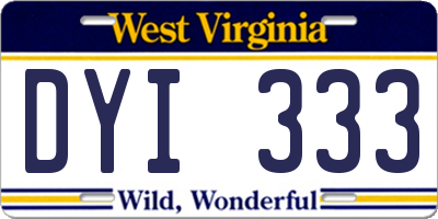 WV license plate DYI333