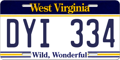 WV license plate DYI334