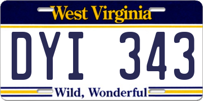 WV license plate DYI343