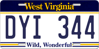 WV license plate DYI344