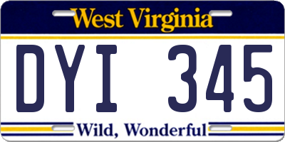 WV license plate DYI345
