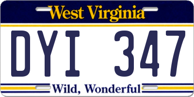 WV license plate DYI347