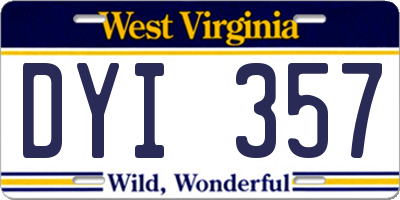 WV license plate DYI357