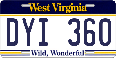 WV license plate DYI360