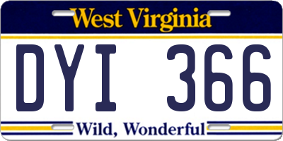 WV license plate DYI366