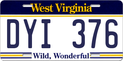 WV license plate DYI376