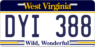 WV license plate DYI388