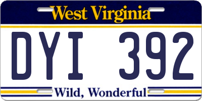 WV license plate DYI392