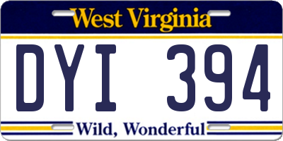 WV license plate DYI394